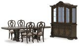 Maylee Dining Table and 4 Chairs with Storage in Dark Brown from Ashley Furniture - Luna Furniture