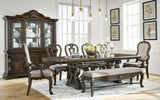 Maylee Dining Table and 6 Chairs and Bench in Dark Brown from Ashley - Luna Furniture