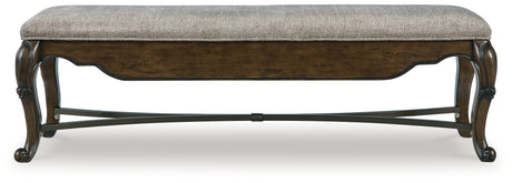 Maylee Dining Table and 6 Chairs and Bench with Storage in Dark Brown from Ashley - Luna Furniture