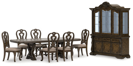 Maylee Dining Table and 6 Chairs with Storage in Dark Brown from Ashley Furniture - Luna Furniture