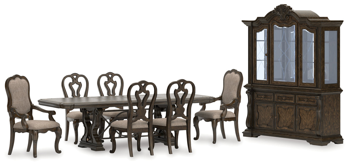 Maylee Dining Table and 6 Chairs with Storage in Dark Brown from Ashley Furniture - Luna Furniture