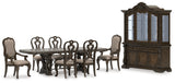 Maylee Dining Table and 6 Chairs with Storage in Dark Brown from Ashley Furniture - Luna Furniture