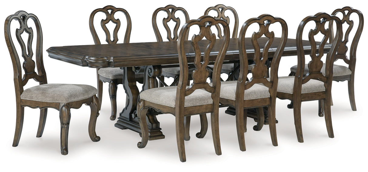 Maylee Dining Table and 8 Chairs in Dark Brown from Ashley - Luna Furniture