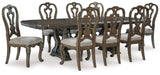 Maylee Dining Table and 8 Chairs in Dark Brown from Ashley - Luna Furniture