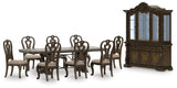 Maylee Dining Table and 8 Chairs with Storage in Dark Brown from Ashley - Luna Furniture