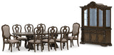Maylee Dining Table and 8 Chairs with Storage in Dark Brown from Ashley Furniture - Luna Furniture