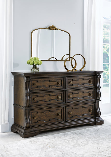 Maylee Dark Brown King Upholstered Bed with Dresser and 2 Nightstands from Ashley - Luna Furniture