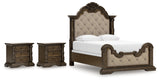 Maylee Dark Brown Queen Upholstered Bed with 2 Nightstands from Ashley - Luna Furniture