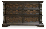 Maylee Dark Brown Queen Upholstered Bed with Dresser and 2 Nightstands from Ashley - Luna Furniture