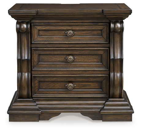 Maylee Dark Brown Queen Upholstered Bed with Dresser and 2 Nightstands from Ashley - Luna Furniture