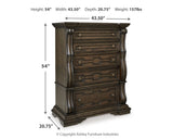 Maylee Dark Brown Queen Upholstered Bed with Mirrored Dresser, Chest and Nightstand from Ashley - Luna Furniture