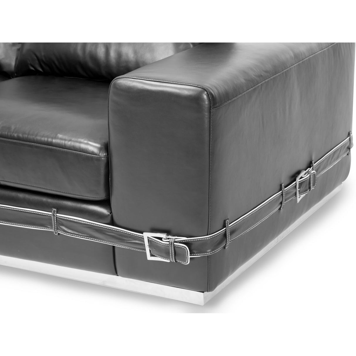 Mia Bella St. Steel Ciras Leather Loveseat from Michael Amini - Luna Furniture