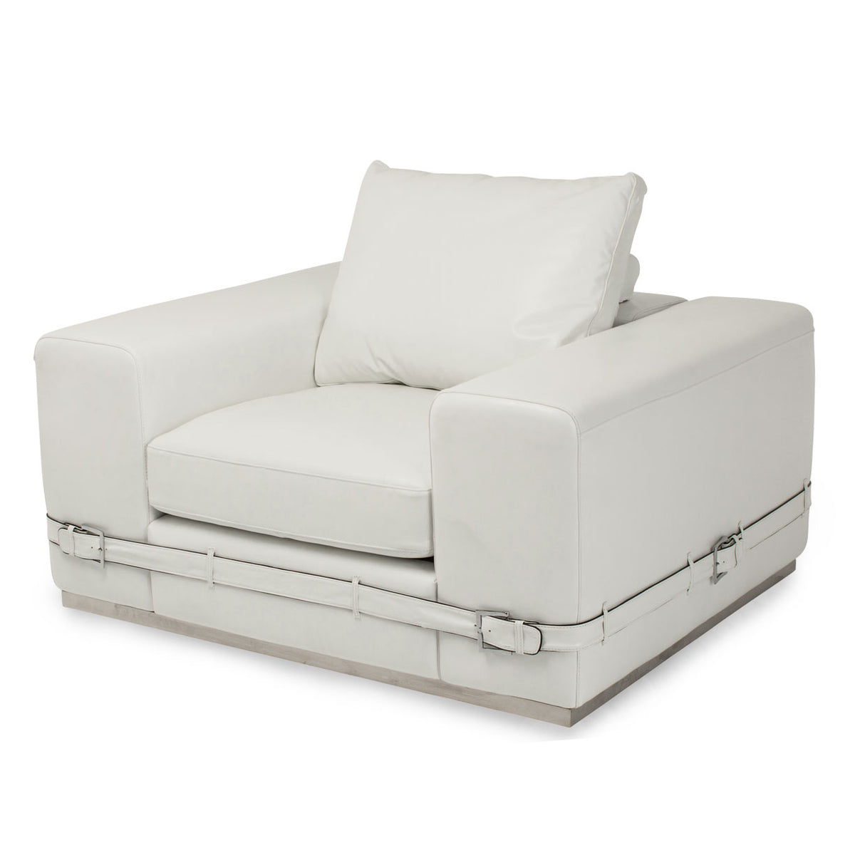 Mia Bella St. Steel Ciras Leather Chair In Cream Color from Michael Amini - Luna Furniture