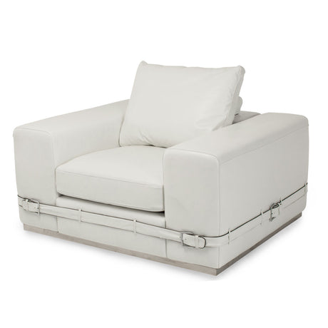 Mia Bella St. Steel Ciras Leather Chair In Cream Color from Michael Amini - Luna Furniture