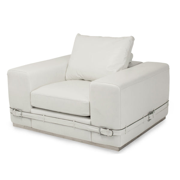 Mia Bella St. Steel Ciras Leather Chair In Cream Color