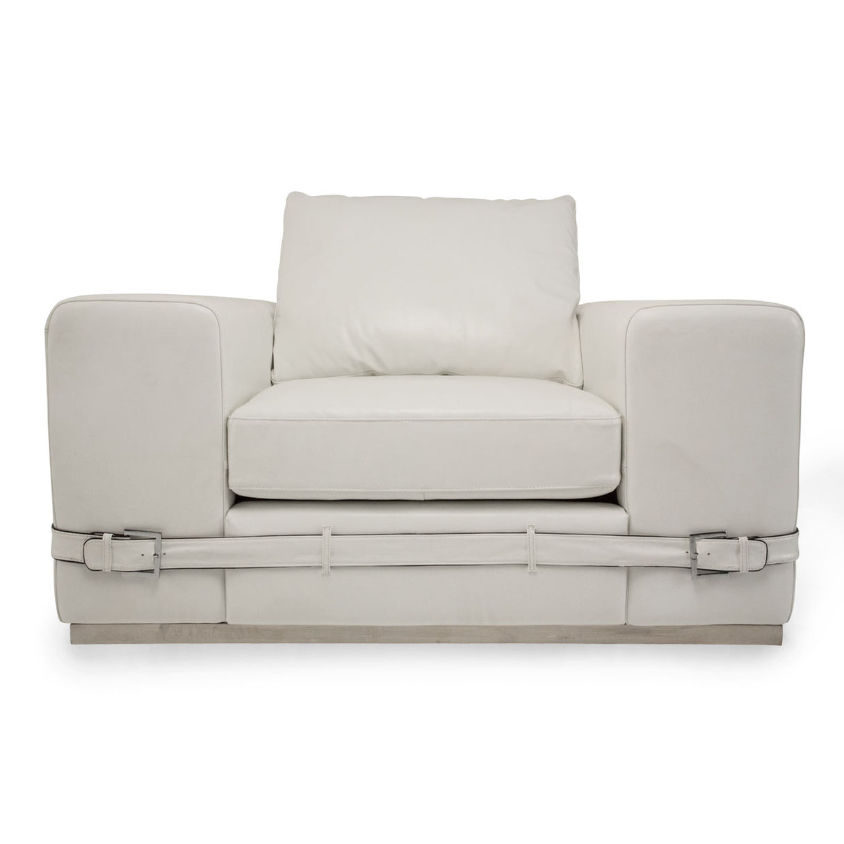 Mia Bella St. Steel Ciras Leather Chair In Cream Color from Michael Amini - Luna Furniture