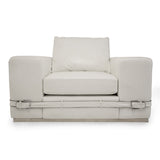 Mia Bella St. Steel Ciras Leather Chair In Cream Color from Michael Amini - Luna Furniture