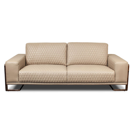Mia Bella Rosegold Gianna Leather Sofa - Lt. Coffee from Michael Amini - Luna Furniture