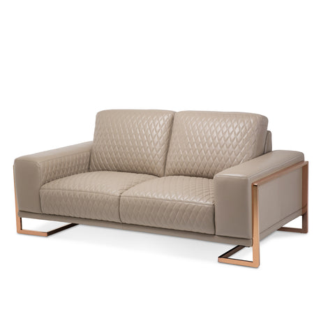 Mia Bella Rosegold Gianna Leather Loveseat - Lt.coffee from Michael Amini - Luna Furniture