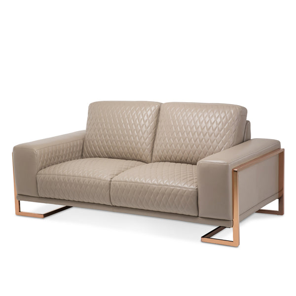 Mia Bella Rosegold Gianna Leather Loveseat - Lt.coffee