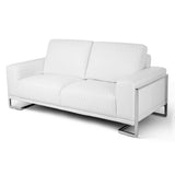 Mia Bella St. Steel Gianna Leather Loveseat - White from Michael Amini - Luna Furniture