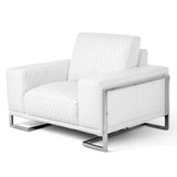 Mia Bella St. Steel Gianna Leather Chair & A Half - White from Michael Amini - Luna Furniture