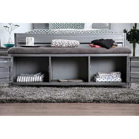 Mccredmond Hand-Brushed Silver Bench from Furniture of America - Luna Furniture