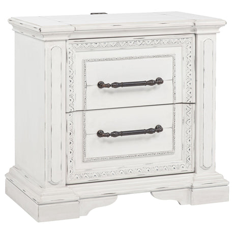 McKinney Vintage White 2-Drawer Nightstand with Dual USB from Coaster - Luna Furniture