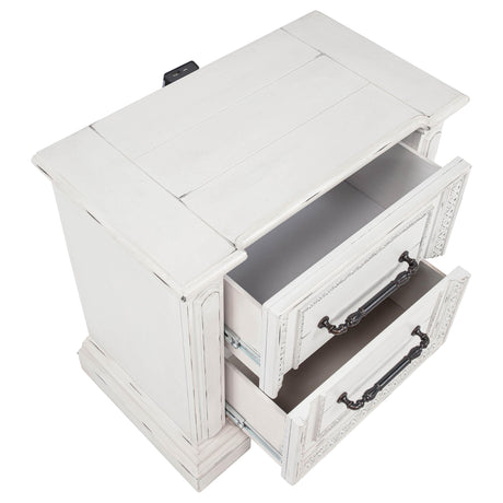 McKinney Vintage White 2-Drawer Nightstand with Dual USB from Coaster - Luna Furniture