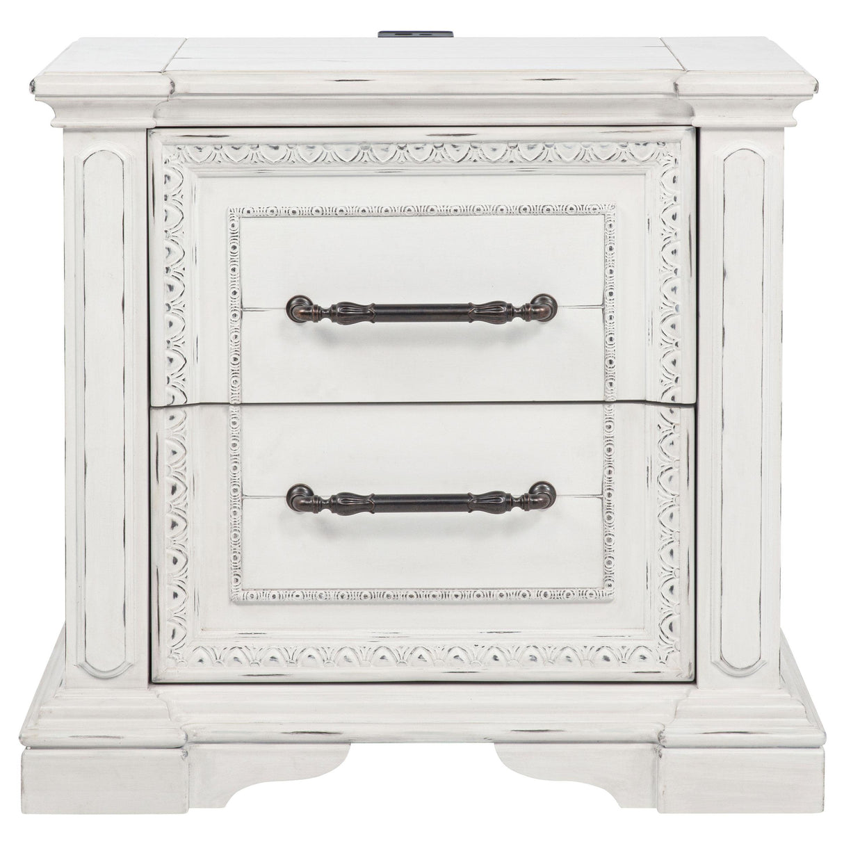 McKinney Vintage White 2-Drawer Nightstand with Dual USB from Coaster - Luna Furniture