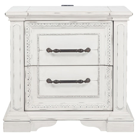 McKinney Vintage White 2-Drawer Nightstand with Dual USB from Coaster - Luna Furniture