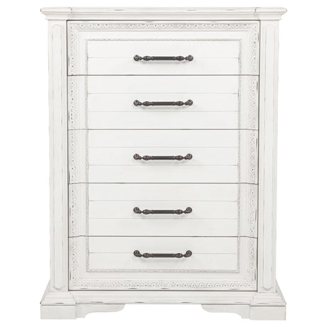 McKinney Vintage White 5-Drawer Bedroom Chest from Coaster - Luna Furniture