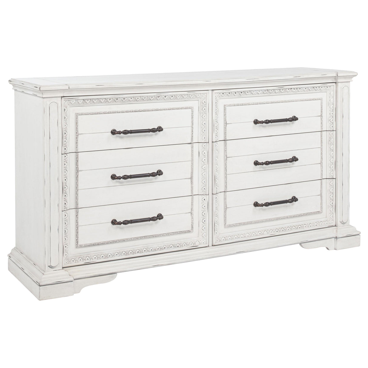McKinney Vintage White 6-Drawer Bedroom Dresser Cabinet from Coaster - Luna Furniture