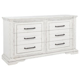 McKinney Vintage White 6-Drawer Bedroom Dresser Cabinet from Coaster - Luna Furniture