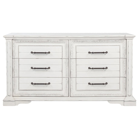 McKinney Vintage White 6-Drawer Bedroom Dresser Cabinet from Coaster - Luna Furniture