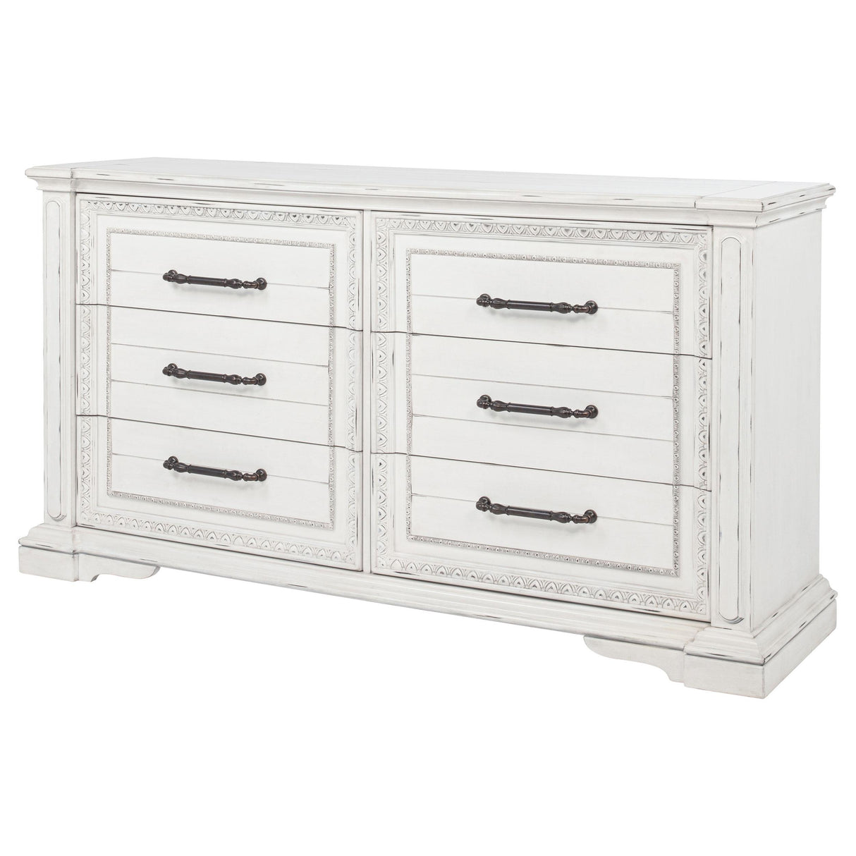 McKinney Vintage White 6-Drawer Bedroom Dresser Cabinet from Coaster - Luna Furniture