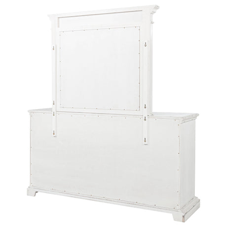 McKinney Vintage White 6-Drawer Bedroom Dresser with Mirror from Coaster - Luna Furniture