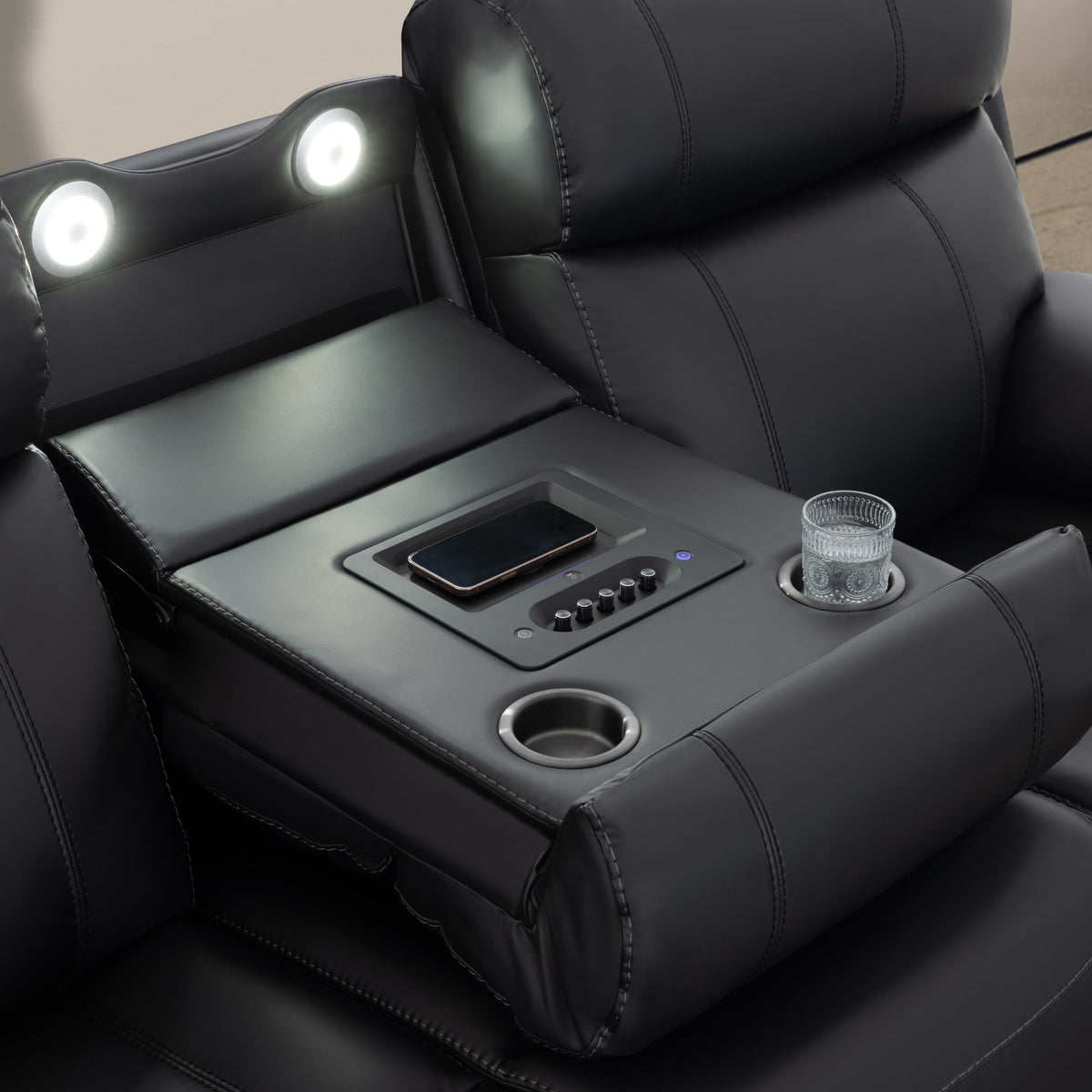 Zenith Power Home Theater Sofa with Built-In Speakers, Lighting and Vibration. from Steve Silver - Luna Furniture