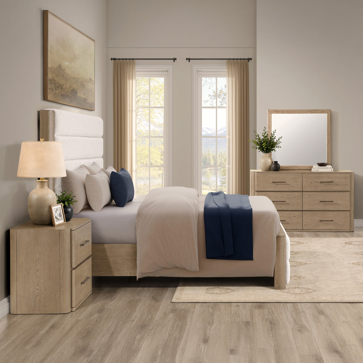 Theo Brown 4-Piece King Upholstered Bedroom Set from Steve Silver - Luna Furniture