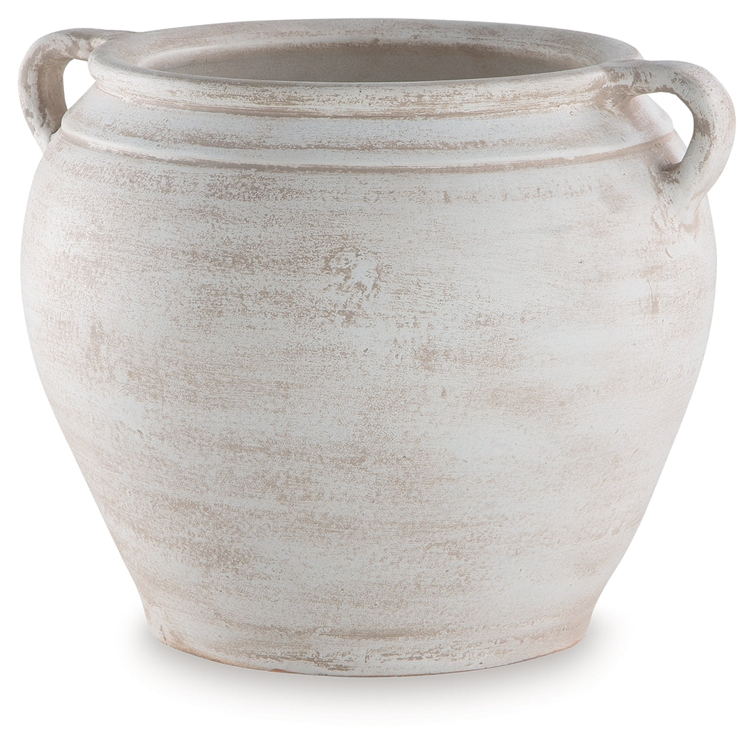 Meadie Distressed White Vase from Ashley Furniture - Luna Furniture