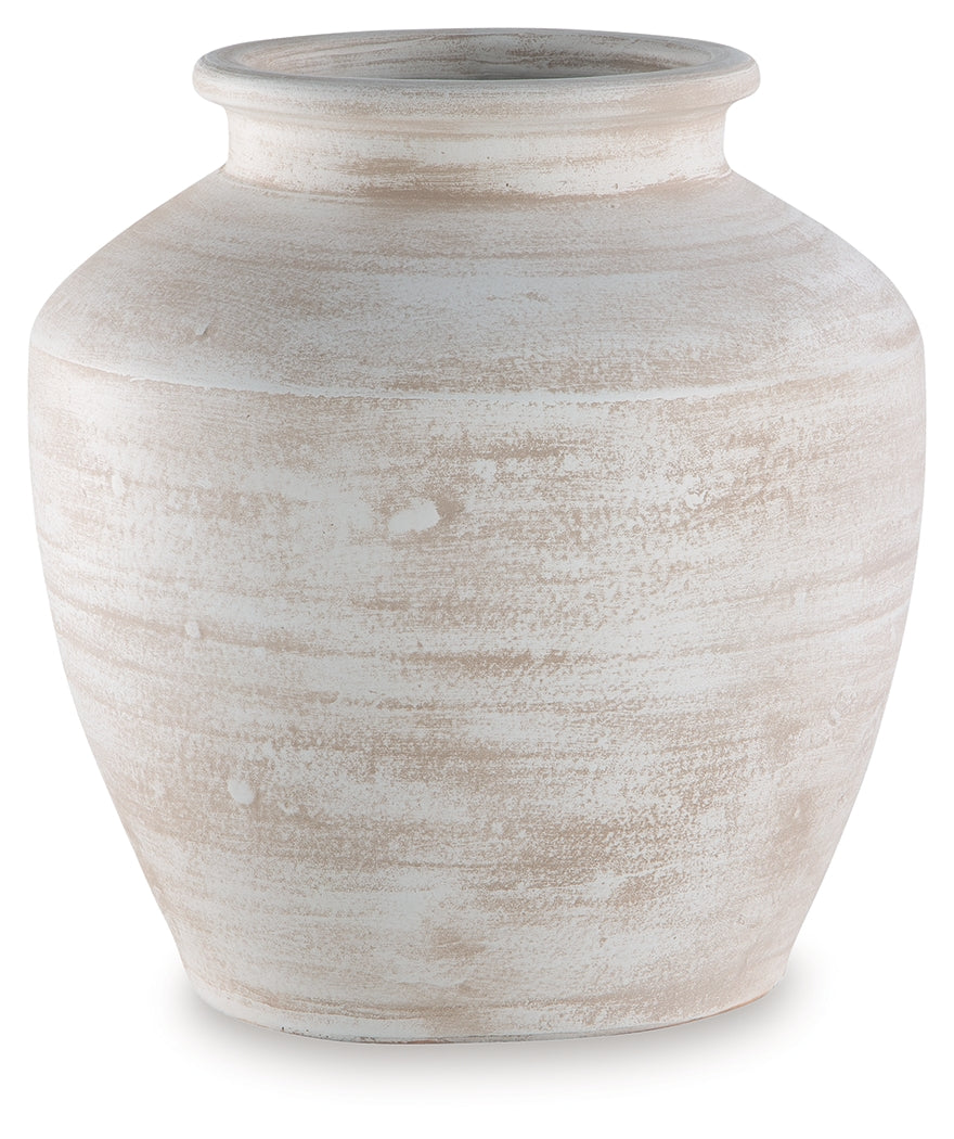 Meadie Distressed White Vase from Ashley Furniture - Luna Furniture