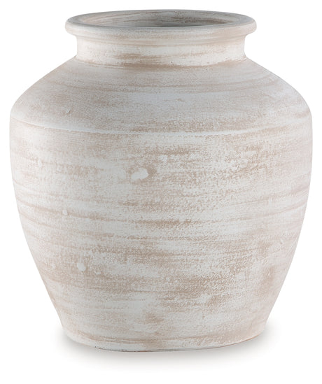 Meadie Distressed White Vase from Ashley - Luna Furniture