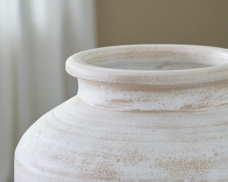 Meadie Distressed White Vase from Ashley - Luna Furniture