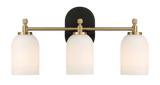 Meadows Three Lights Vanity Brushed Gold Bathroom Wall Light for Bathroom Over Mirror 20.5"W × 10.125"H × 5.5"E with White Frosted Glass from Midinmod - Luna Furniture