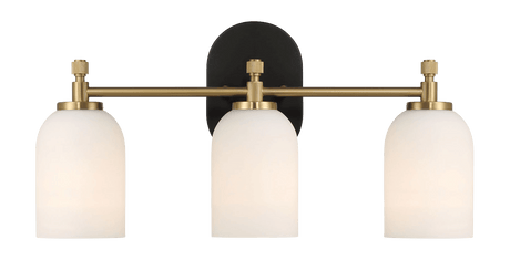 Meadows Three Lights Vanity Brushed Gold Bathroom Wall Light for Bathroom Over Mirror 20.5"W × 10.125"H × 5.5"E with White Frosted Glass from Midinmod - Luna Furniture
