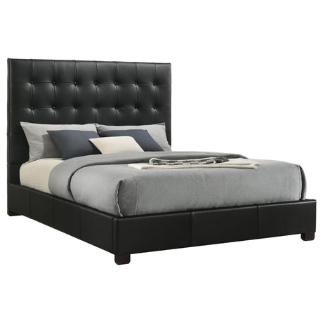 Medley Black Genuine Leather Eastern King Platform Bed from Coaster - Luna Furniture