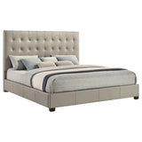 Medley Tan Genuine Leather Eastern King Platform Bed from Coaster - Luna Furniture