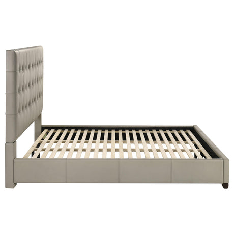 Medley Tan Genuine Leather Eastern King Platform Bed from Coaster - Luna Furniture