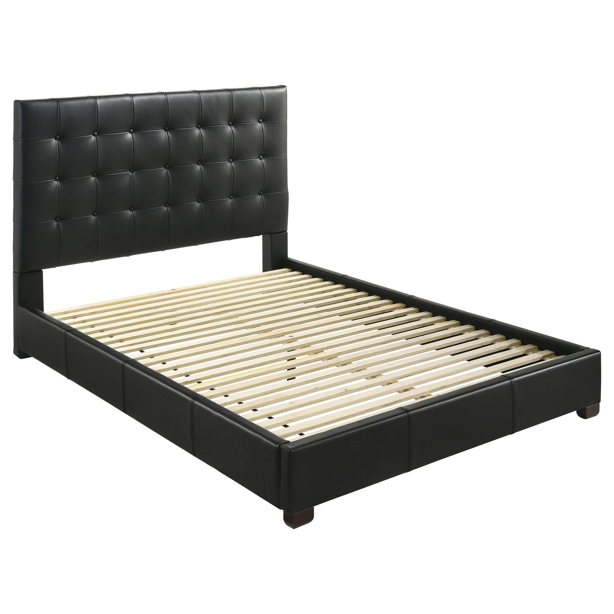 Medley Black Genuine Leather Queen Panel Platform Bed from Coaster - Luna Furniture
