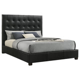 Medley Black Genuine Leather Queen Panel Platform Bed from Coaster - Luna Furniture